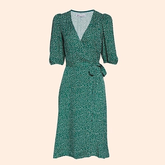 Reformation Christa Midi Wrap Dress Puff Sleeve Floral Size Large - Picture 3 of 15